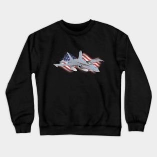 American F-18 Jet Fighter with American Flag Crewneck Sweatshirt